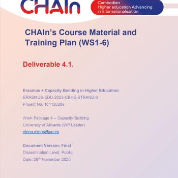D4.1. CHAIn’s Course Material and Training Plan (WS1-6)